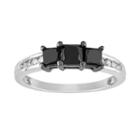 Princess-cut Black And White Diamond Engagement Ring In 10k White Gold (1 Ct. T.w.), Women's, Size: 9
