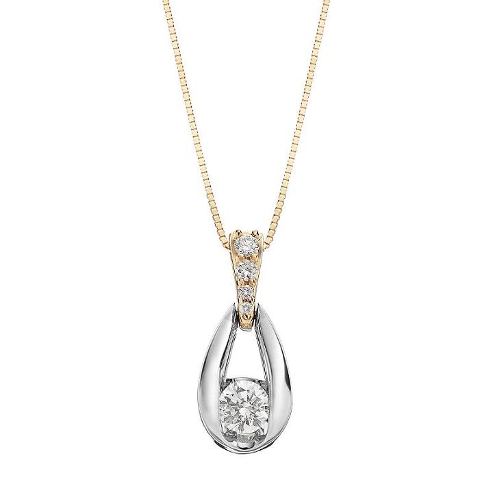 Sirena Collection 1/4 Carat T.w. Diamond 14k Gold Two Tone Drop Pendant Necklace, Women's, White