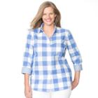 Plus Size Chaps Printed No-iron Shirt, Women's, Size: 2xl, Blue