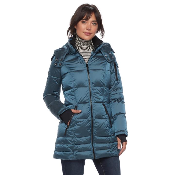 Women's Apt. 9&reg; Hooded Puffer Jacket, Size: Xl, Med Green