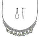 Crystal Allure Necklace And Teardrop Earring Set, Women's, Size: 16.5, Green