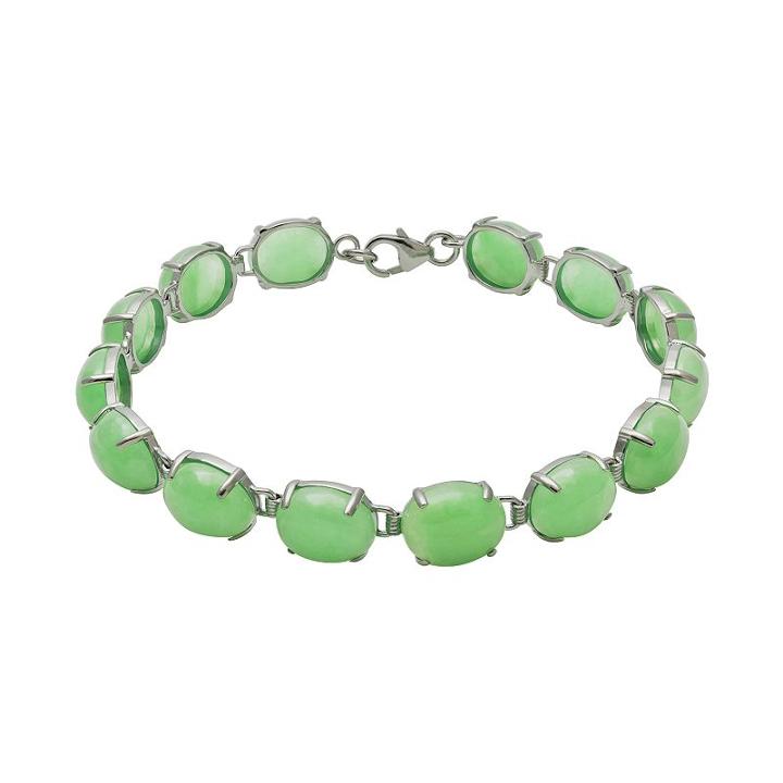 Sterling Silver Jade Bracelet, Women's, Size: 7.5, Green