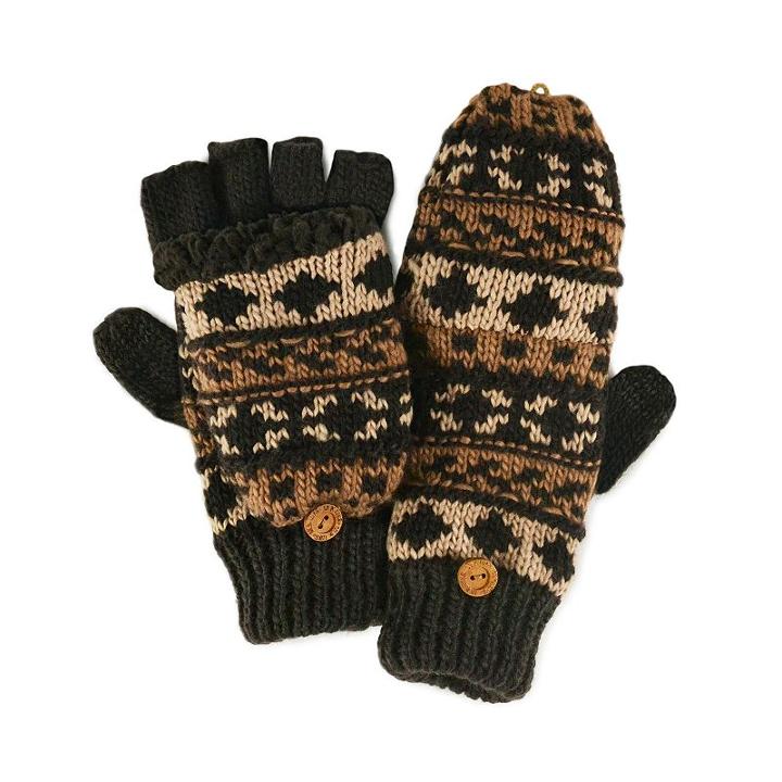 Muk Luks Fairisle Convertible Mittens - Men, Brown
