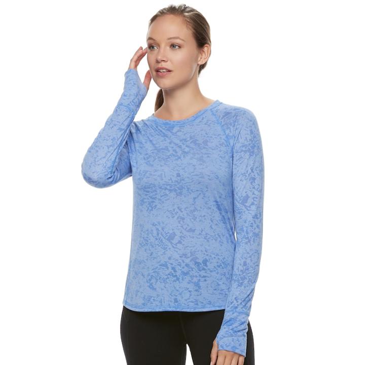 Petite Tek Gear&reg; Long Sleeve Tee, Women's, Size: Xl Petite, Med Blue
