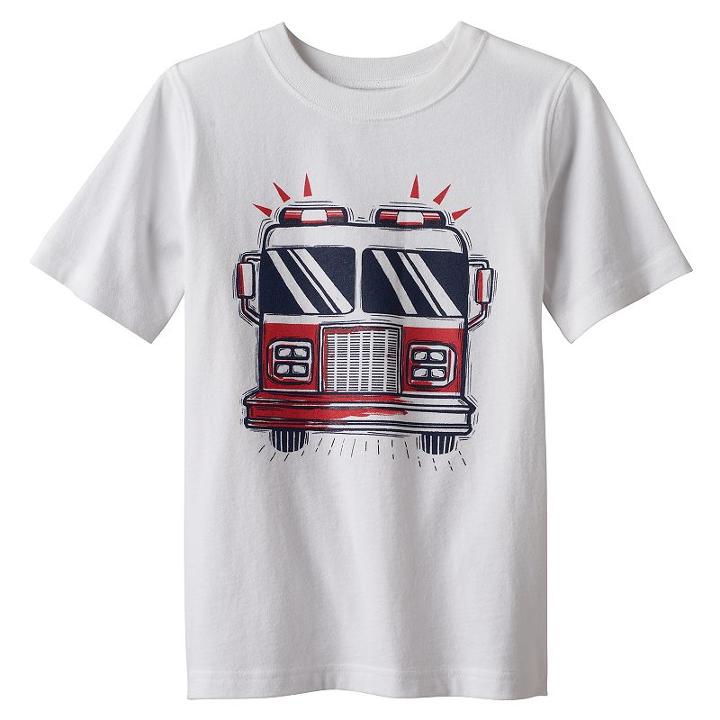 Boys 4-10 Jumping Beans&reg; Short Sleeves Fire Truck Graphic Tee, Boy's, Size: 8, Natural