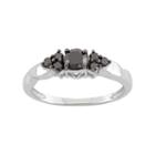 1/2 Carat T.w. Black Diamond Sterling Silver Cluster Ring, Women's, Size: 7