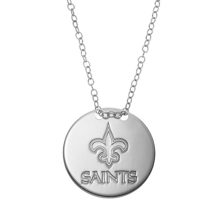 New Orleans Saints Sterling Silver Team Logo Disc Pendant Necklace, Women's, Size: 18, Grey