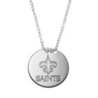 New Orleans Saints Sterling Silver Team Logo Disc Pendant Necklace, Women's, Size: 18, Grey