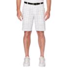Men's Grand Slam Active Waistband Space Dyed Plaid Golf Shorts, Size: 38, White