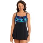 Women's Great Lengths Hip Minimizer Printed Empire Swimdress, Size: 12, Blue