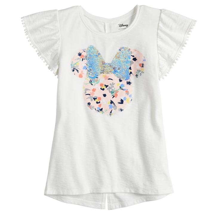 Disney's Minnie Mouse Girls 4-7 Flip Sequins Tee By Jumping Beans&reg;, Size: 6, White