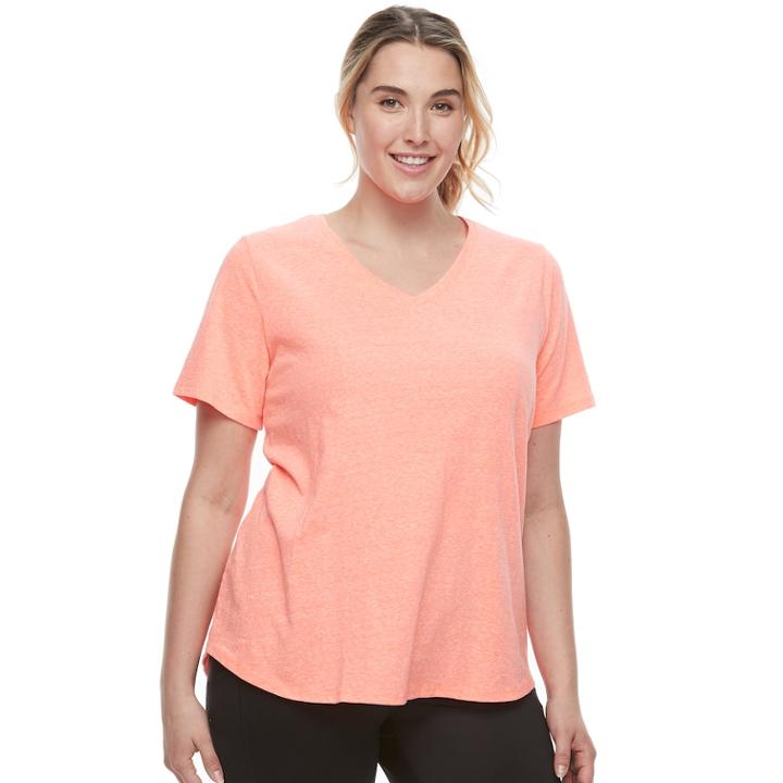 Plus Size Tek Gear Dry Tek Easy V-neck Tee, Women's, Size: 2xl, Brt Pink