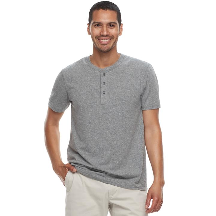 Men's Sonoma Goods For Life&trade; Short-sleeve Supersoft Henley, Size: Xl, Black