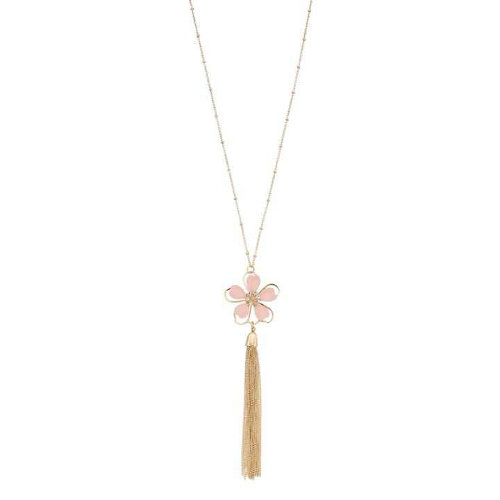 Lc Lauren Conrad Flower Pendant Tassel Necklace, Women's, Pink