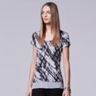 Petite Simply Vera Vera Wang High-low Embellished Printed Tee, Women's, Size: Xl Petite, Oxford