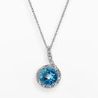 Sterling Silver Blue Topaz And Diamond Accent Pendant, Women's, Size: 18