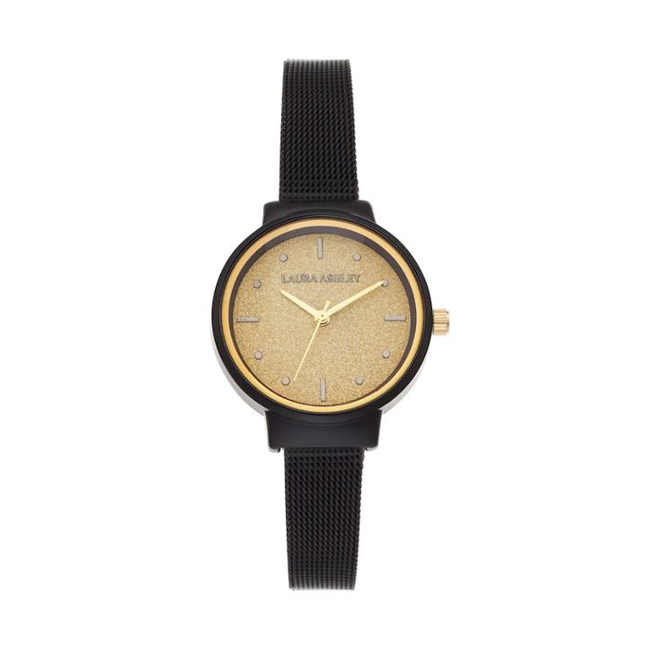 Laura Ashley Women's Glitz Dial & Mesh Band Watch, Size: Medium, Black