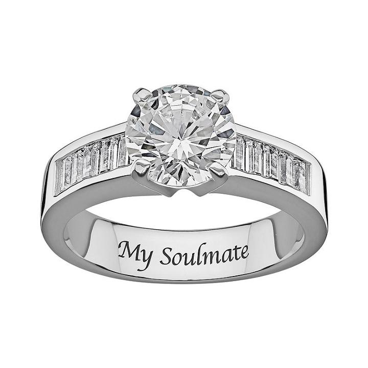 Sweet Sentiments Cubic Zirconia Engagement Ring In Sterling Silver, Women's, Size: 9, White