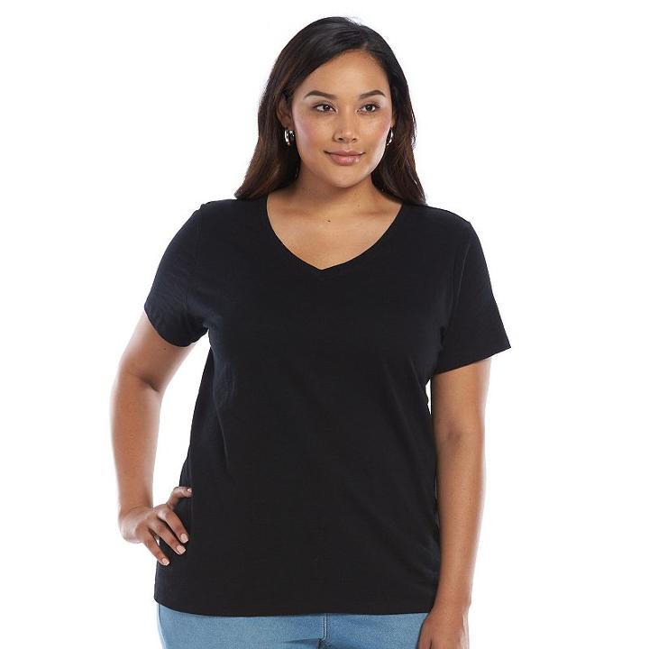 Plus Size Sonoma Goods For Life™ Essential V-neck Tee, Women's, Size: 2xl, Black