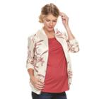 Maternity A:glow Floral Satin Bomber Jacket, Women's, Size: S-mat, Dark Red