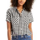 Women's Levi's Short Sleeve Button-down Top, Size: Medium, Black