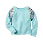 Girls 4-8 Carter's Embroidered Arm French Terry Pullover, Size: 4, Turquoise/blue (turq/aqua)