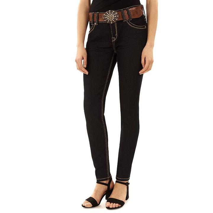 Juniors' Wallflower Ellie Luscious Curvy Skinny Jeans, Girl's, Size: 3, Blue (navy)