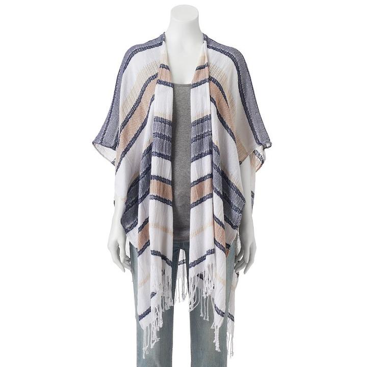 Sonoma Goods For Life&trade; Variegated Stripes Kimono, Women's, White Oth