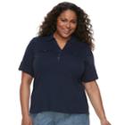 Plus Size Croft & Barrow&reg; 2-pocket Henley Polo, Women's, Size: 2xl, Blue