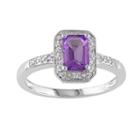 Sterling Silver Amethyst And Diamond Accent Frame Ring, Women's, Size: 6, Purple