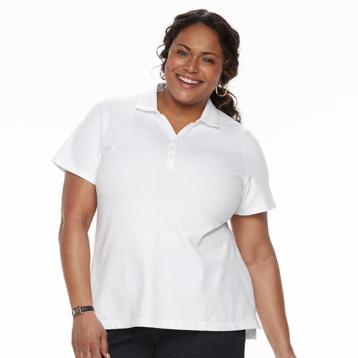 Plus Size Croft & Barrow® Johnny Collar Polo, Women's, Size: 2xl, White