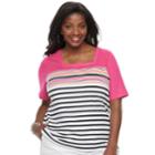 Plus Size Croft & Barrow&reg; Squareneck Elbow Sleeve Tee, Women's, Size: 3xl, Med Pink