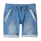 Girls 7-16 & Plus Size So&reg; Lace Trim Bermuda Jean Shorts, Girl's, Size: 14 1/2, Turquoise/blue (turq/aqua)