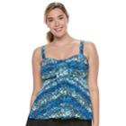 Plus Size A Shore Fit Tummy Slimmer Bandeaukini Top, Women's, Size: 16 W, Blue