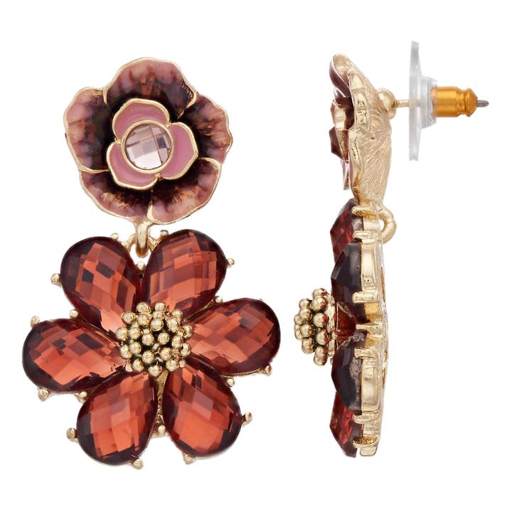 Napier Floral Double-drop Earrings, Women's, Multicolor