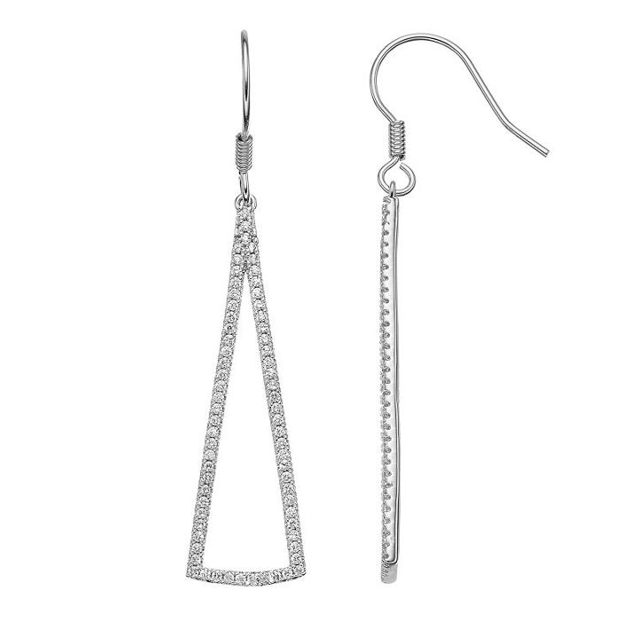 Fleur Cubic Zirconia Triangular Drop Earrings, Women's, Grey