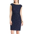 Women's Chaps Lace Sequin Sheath Dress, Size: 14, Blue (navy)