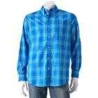 Men's Chaps Plaid Stretch Button-down Shirt, Size: Xl, Blue