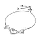 Silver Expressions By Larocks Crystal Heart Bolo Bracelet, Women's, Grey