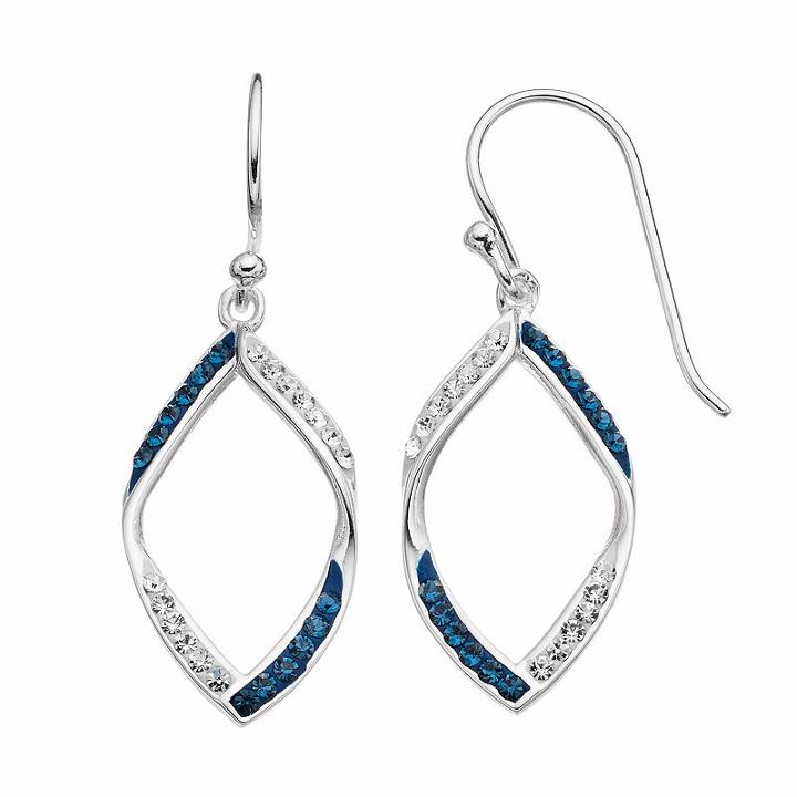 Silver Luxuries Crystal Marquise Drop Earrings, Women's, Blue