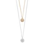 Lc Lauren Conrad Two Tone Openwork Scalloped Disc Pendant Necklace Set, Women's, Multicolor