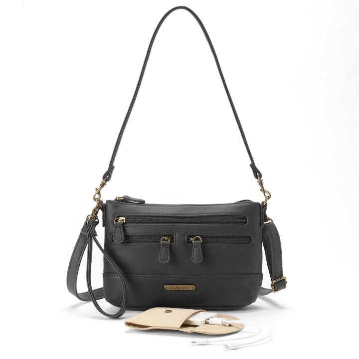 Stone & Co. Leather 4-bagger Phone Charging Convertible Crossbody Bag, Women's, Black