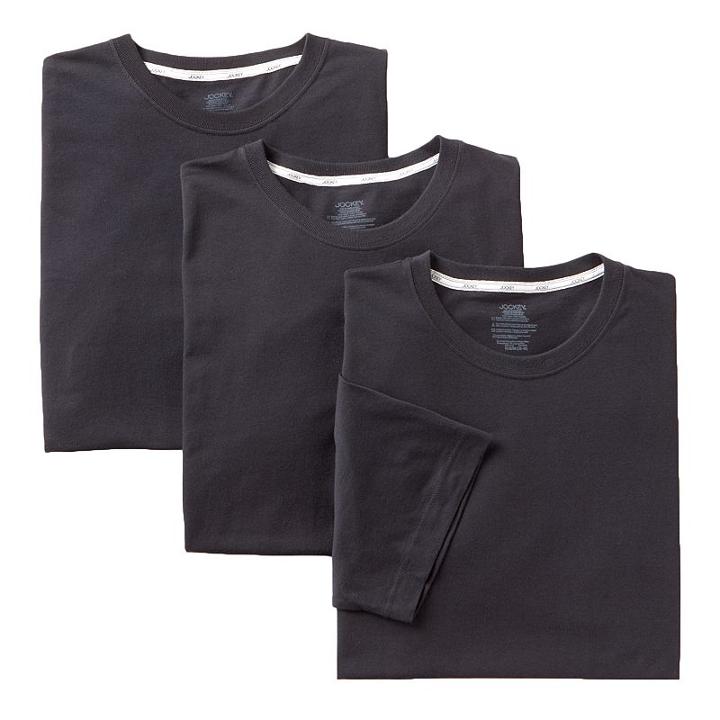 Men's Jockey 3-pk. Slim-fit Tailored Staydry Crewneck Tees, Size: Large, Black