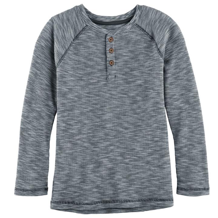 Boys 4-7x Sonoma Goods For Life&trade; Raglan Thermal Henley, Size: 5, Dark Blue