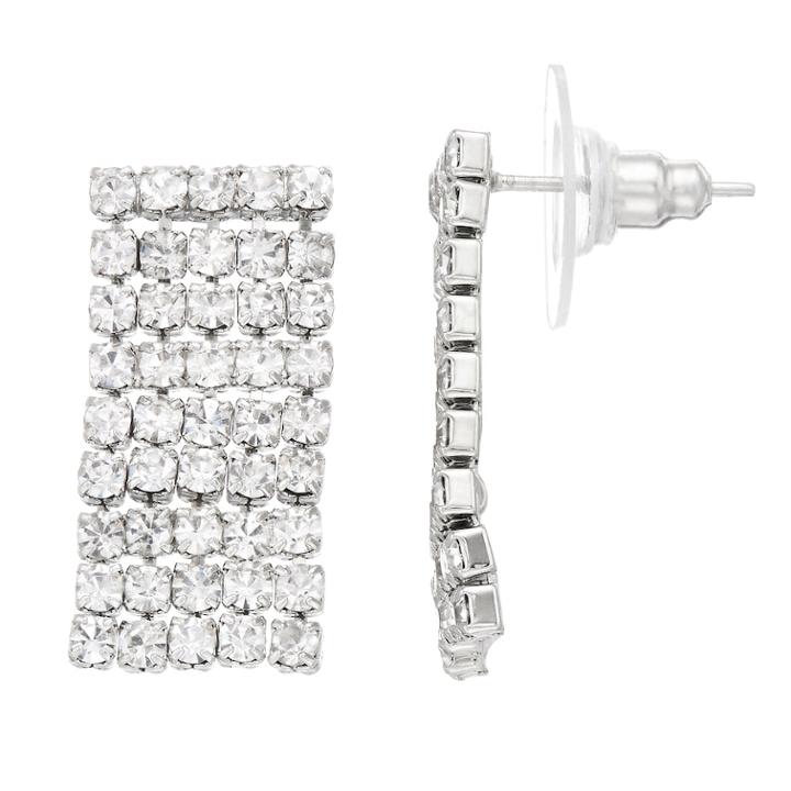 Lc Lauren Conrad Simulated Crystal Nickel Free Chain Drop Earrings, Women's, Silver