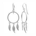 Primrose Sterling Silver Feather & Hoop Drop Earrings, Women's
