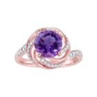 Stella Grace Rose Gold Tone Sterling Silver Amethyst & White Topaz Swirl Ring, Women's, Size: 9, Purple