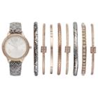 Women's Crystal Snakeskin Watch & Bangle Bracelet Set, Size: Medium, Grey