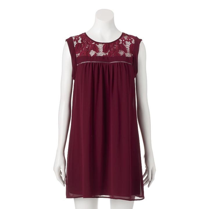 Juniors' Speechless Illusion Lace Shift Dress, Girl's, Size: Xs, Dark Red