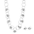 Gray Beaded Cluster Circle Link Necklace & Drop Earring Set, Women's, Med Grey